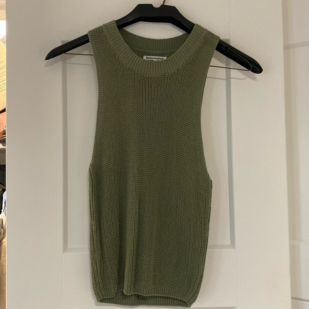 Reformation green knit top